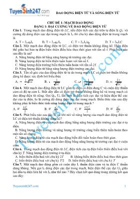 Câu hỏi trắc nghiệm Dao động điện từ và sóng điện từ Vật lí lớp 12
